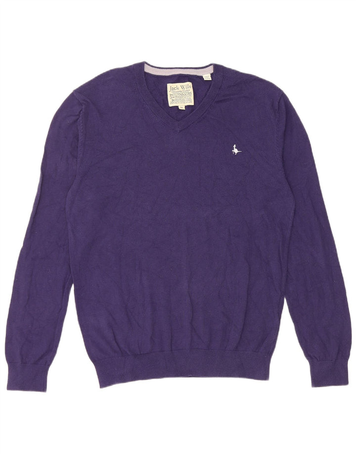 Maglione da uomo con scollo a V Jack Wills in cotone viola medio
