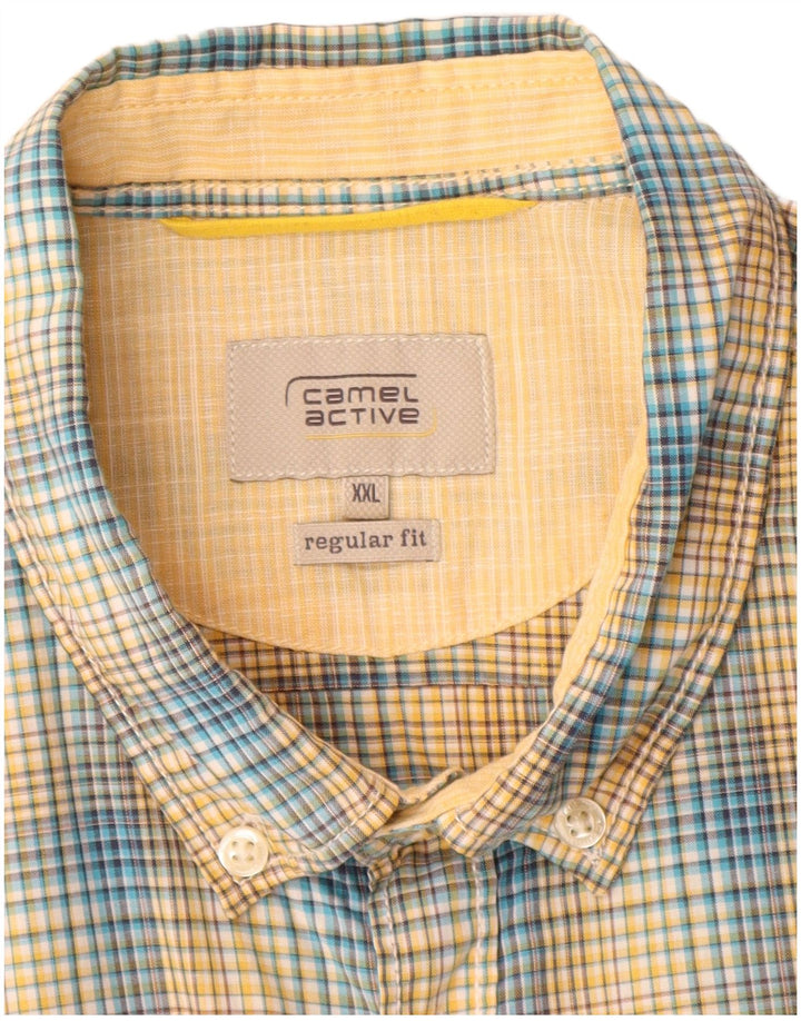 Camicia a maniche corte vestibilità regolare da uomo Camel Active 2XL cotone a quadri giallo