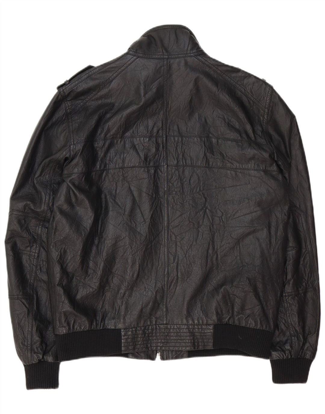 Giacca in pelle militare da uomo Montego UK 40 Large in pelle nera
