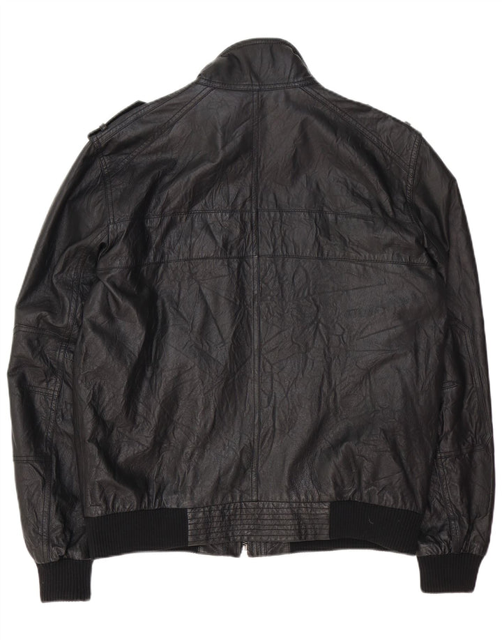 Giacca in pelle militare da uomo Montego UK 40 Large in pelle nera