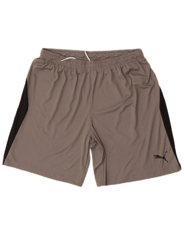 Pantaloncini sportivi da uomo Puma Large in poliestere color block grigio
