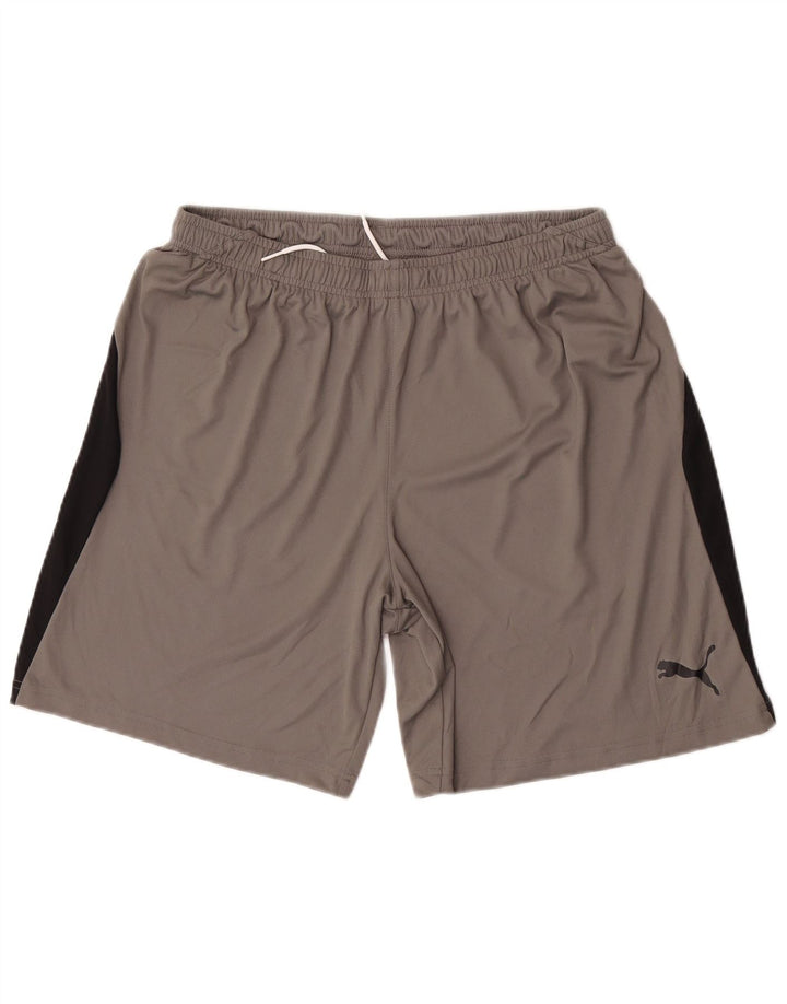 Pantaloncini sportivi da uomo Puma Large in poliestere color block grigio