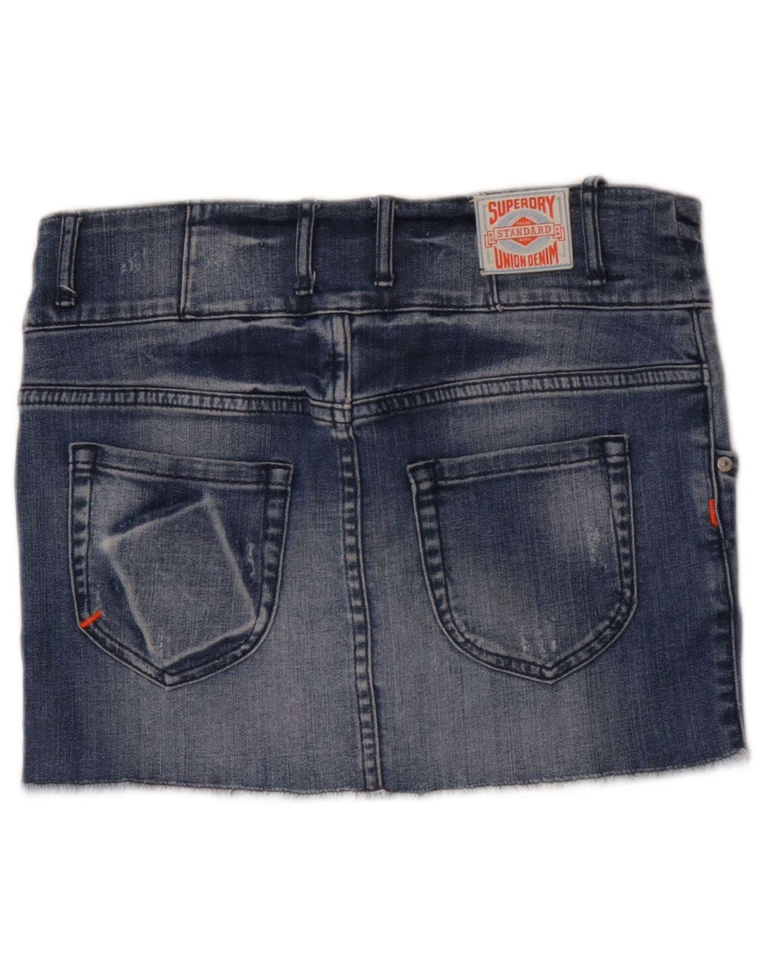 Mini gonna di jeans da donna Superdry W28 in cotone blu medio