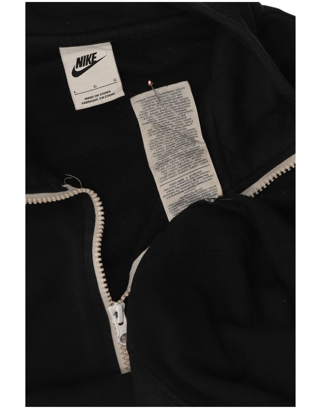 Felpa Nike da uomo con zip e collo, maglione grande, cotone nero