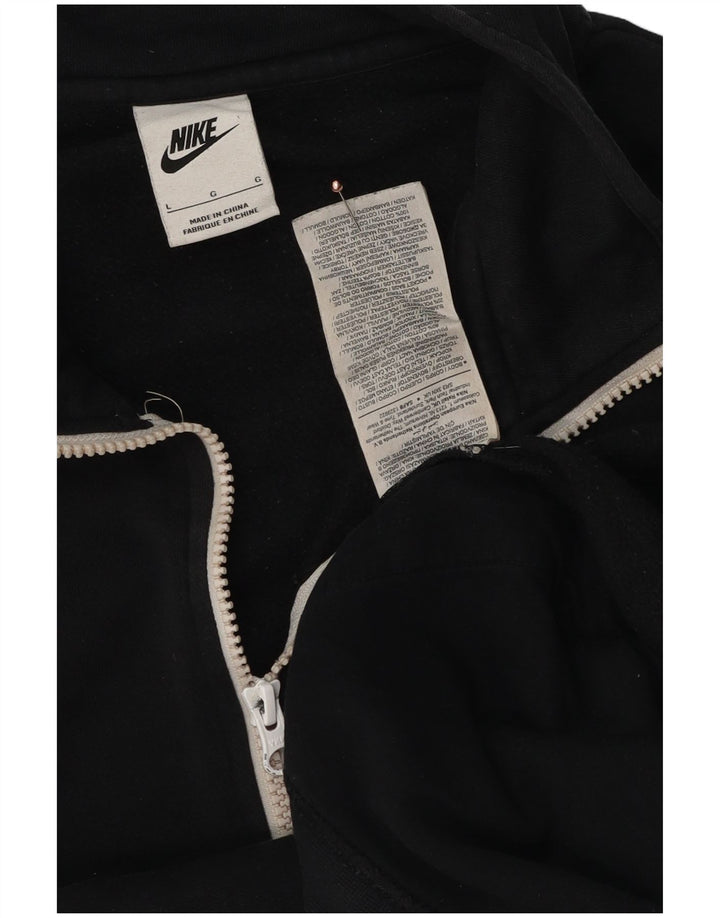 Felpa Nike da uomo con zip e collo, maglione grande, cotone nero
