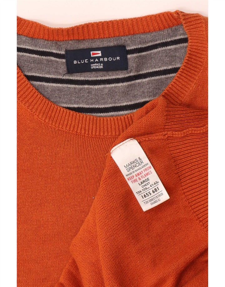Maglione maglione girocollo da uomo Marks & Spencer blu Harbour grande arancione