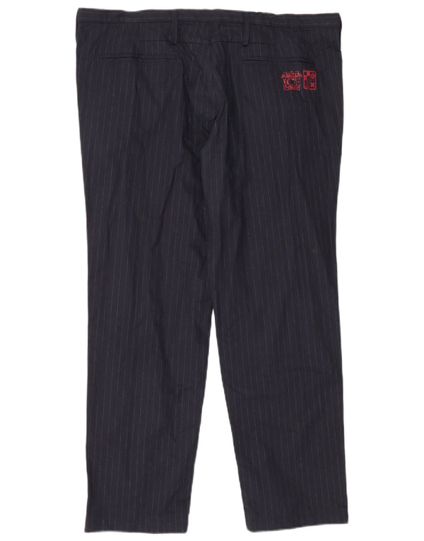 Pantaloni chino dritti da uomo Iceberg IT 52 XL W36 L28 blu navy gessato