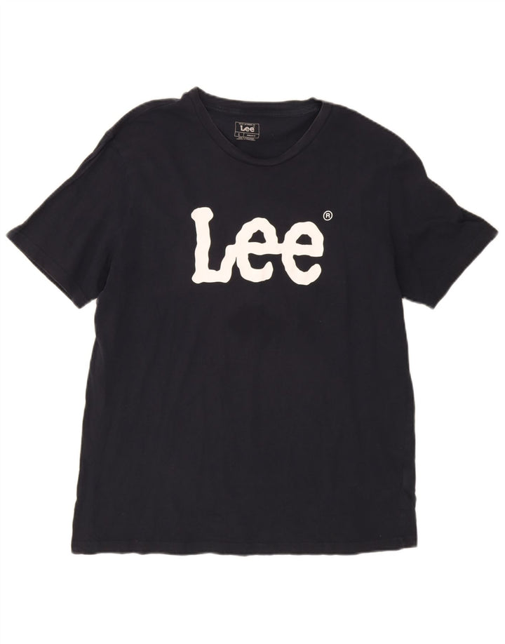 T-shirt grafica da uomo Lee Top grande in cotone blu navy