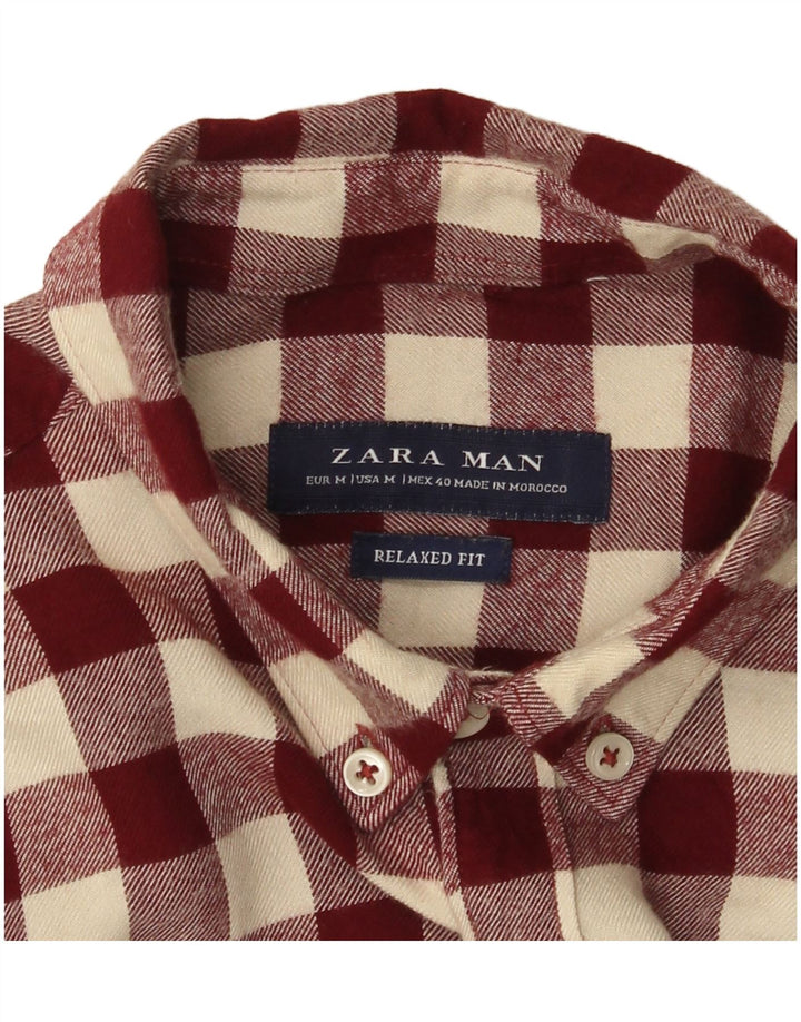 Camicia Zara da uomo in flanella dalla vestibilità rilassata a quadri bordeaux medio