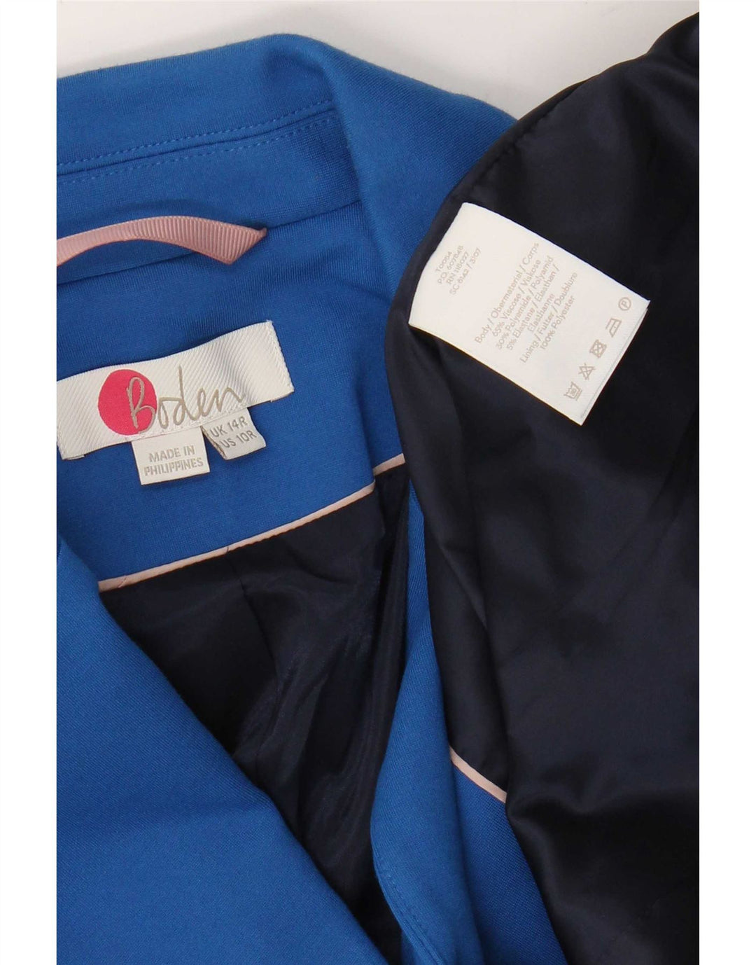 Giacca blazer a 2 bottoni da donna Boden UK 14 viscosa blu medio
