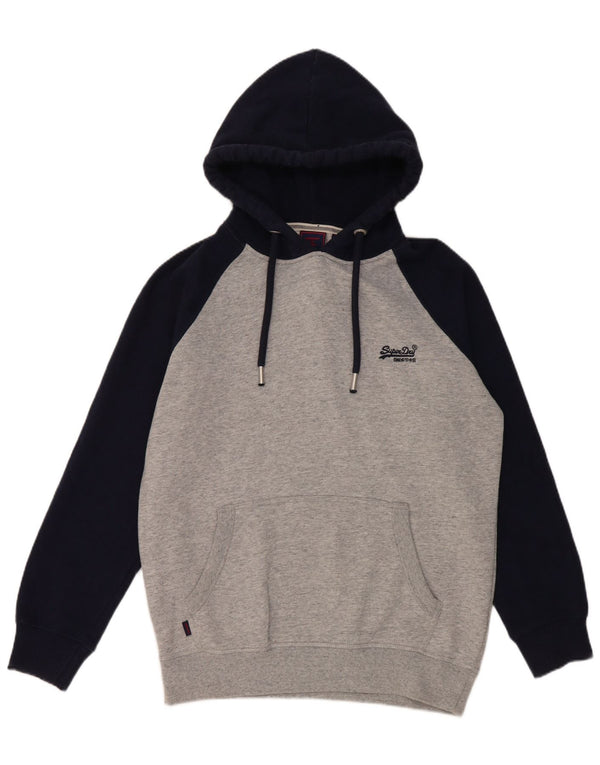Felpa con cappuccio da uomo Superdry Large in cotone color block grigio