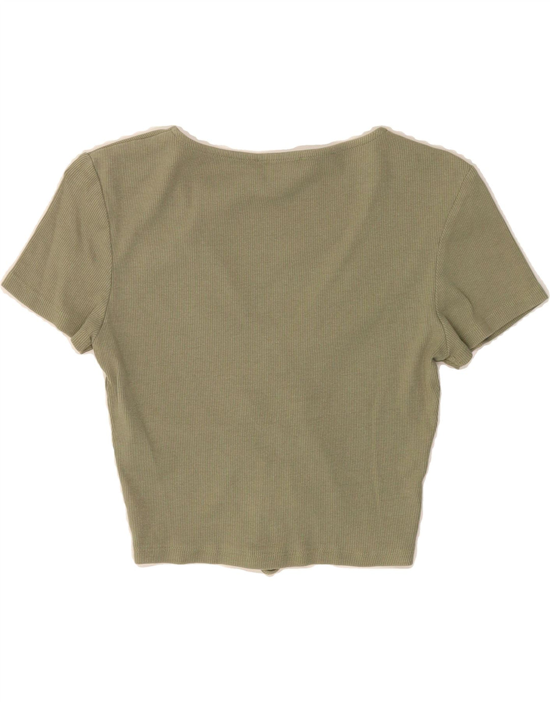 ZARA Womens Crop Blouse Top UK 12 Medium Khaki Cotton Vintage Zara and Second-Hand Zara from Messina Hembry 
