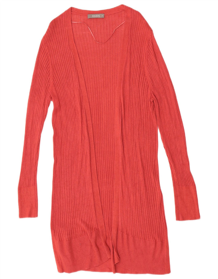Maglione cardigan aperto lungo da donna Oasis UK 12 Viscosa rossa media