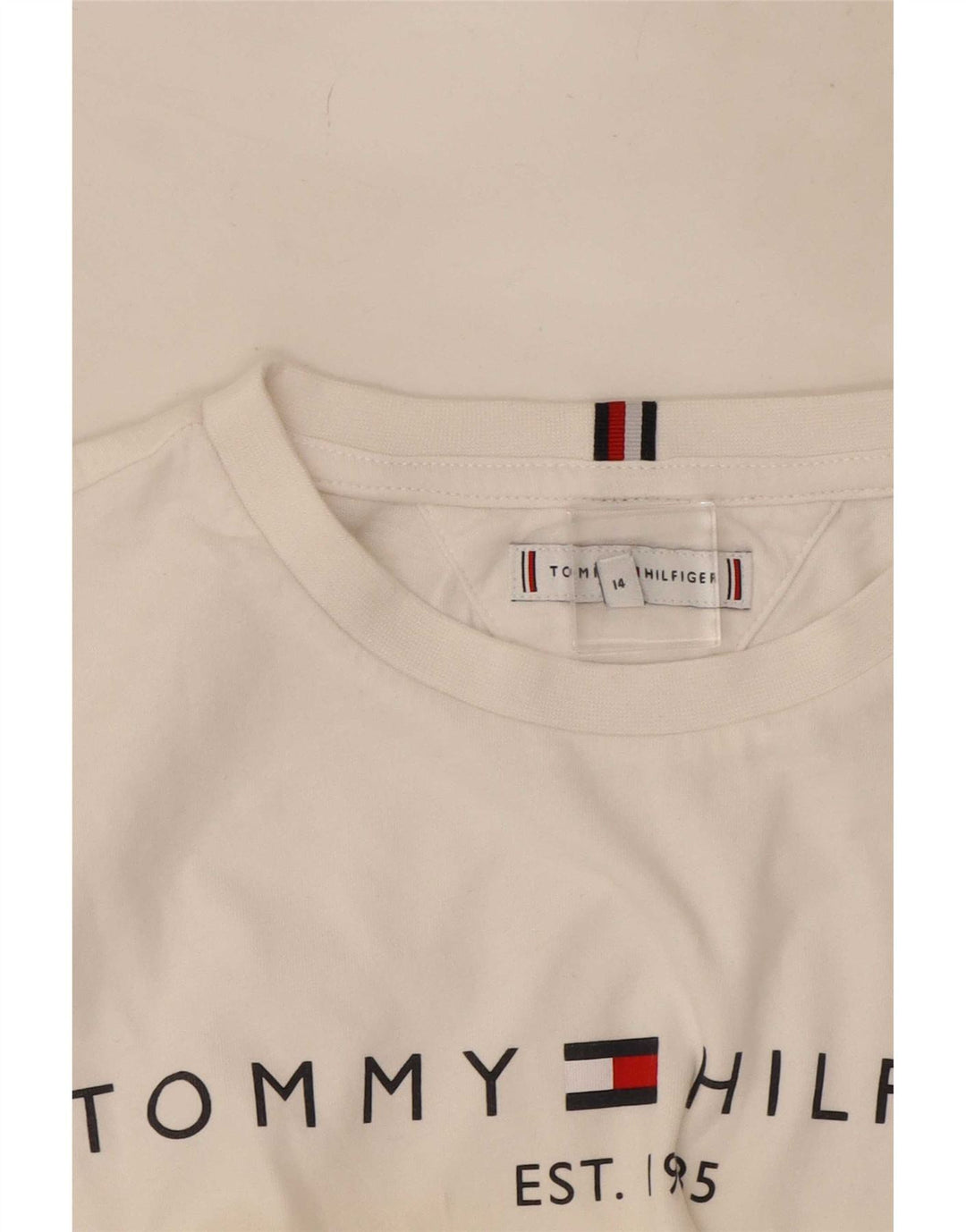 Tommy Hilfiger Maglietta grafica da ragazzo a manica lunga 13-14 anni Bianca