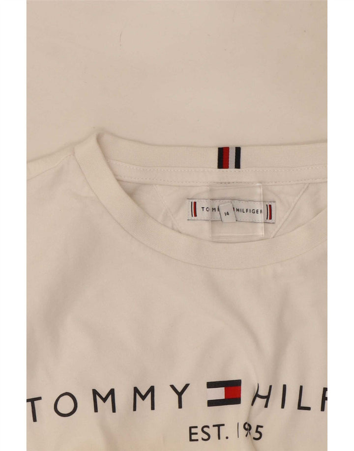 Tommy Hilfiger Maglietta grafica da ragazzo a manica lunga 13-14 anni Bianca