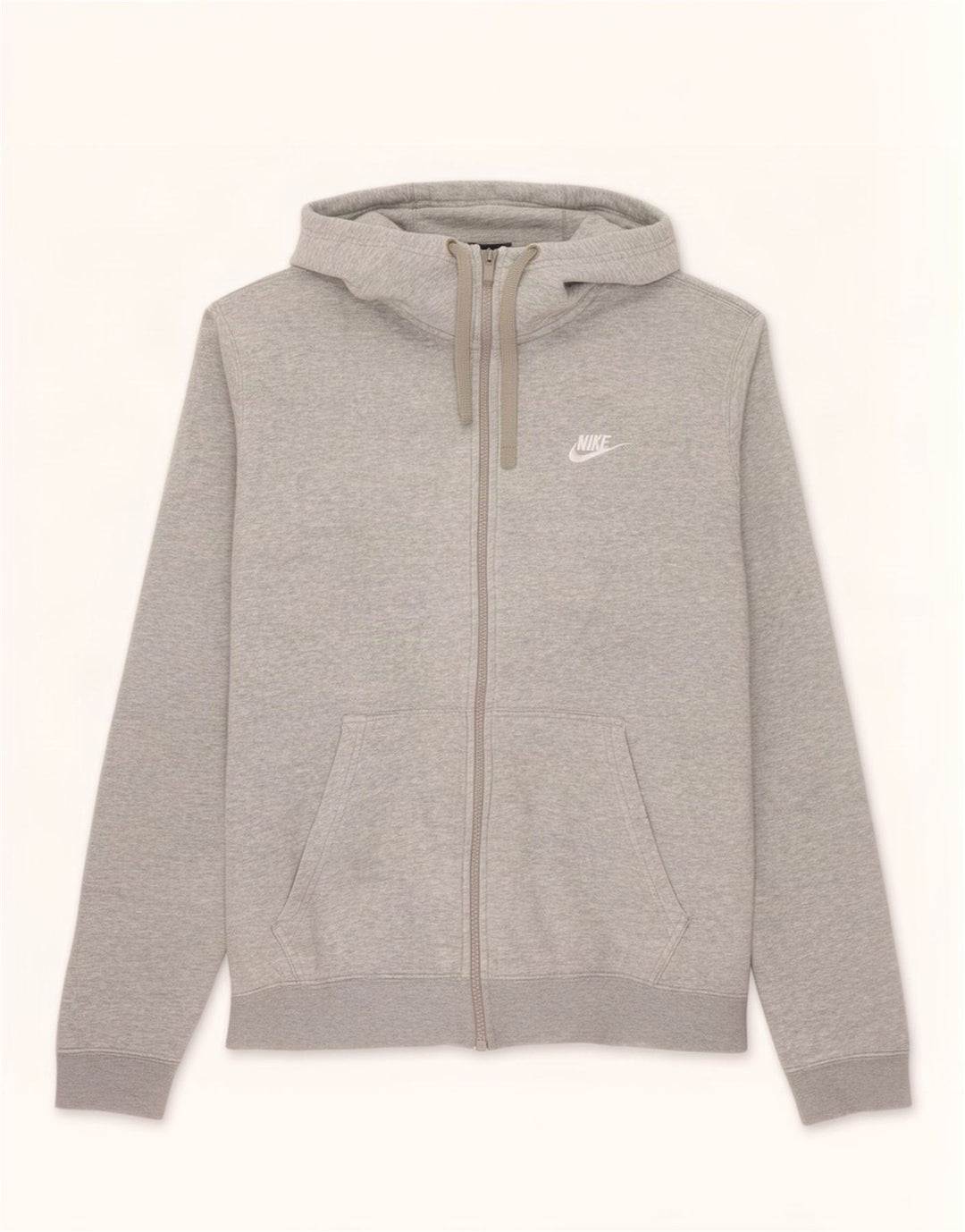 Felpa con cappuccio e zip Nike da uomo in cotone grigio medio