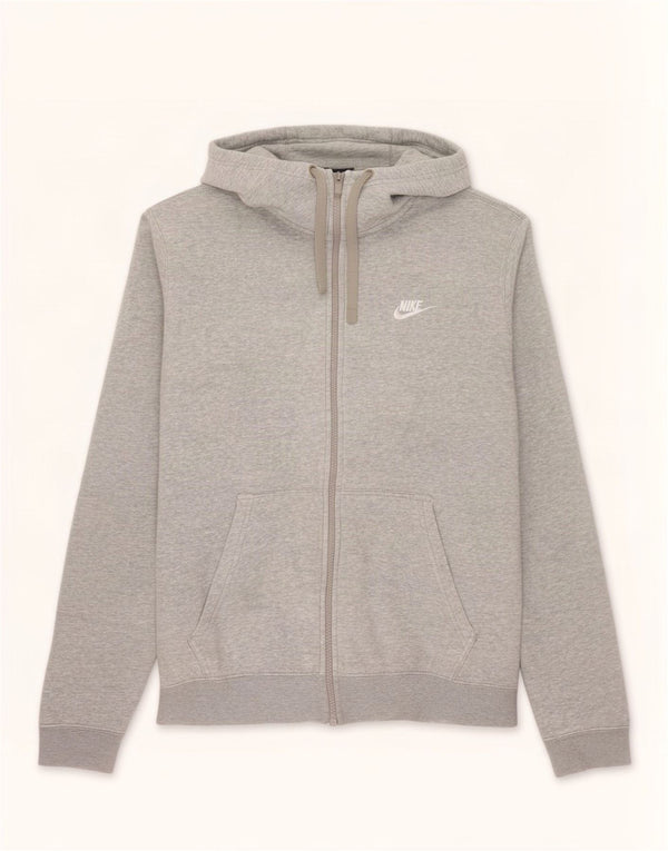 Felpa con cappuccio e zip Nike da uomo in cotone grigio medio