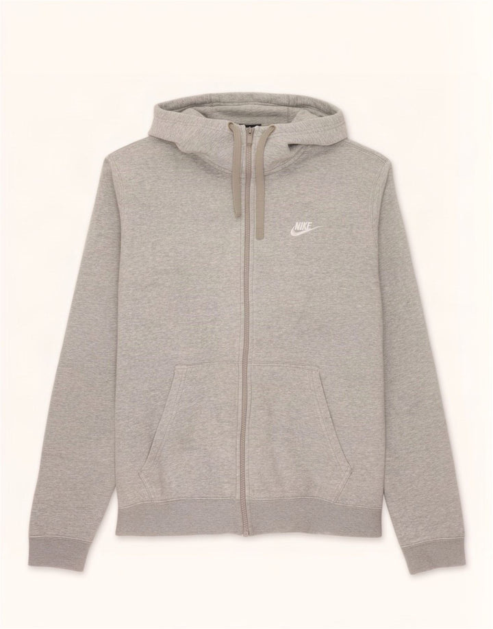 Felpa con cappuccio e zip Nike da uomo in cotone grigio medio