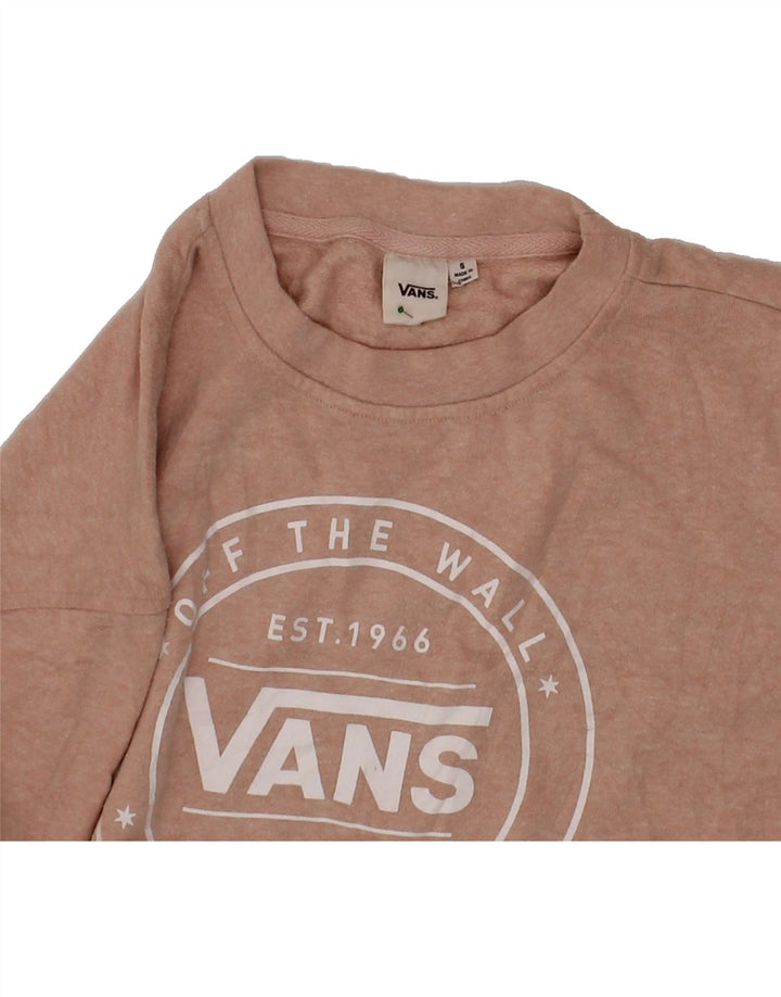 VANS Womens Oversized Graphic Sweatshirt Jumper UK 10 Small Pink Vintage Vans and Second-Hand Vans from Messina Hembry 