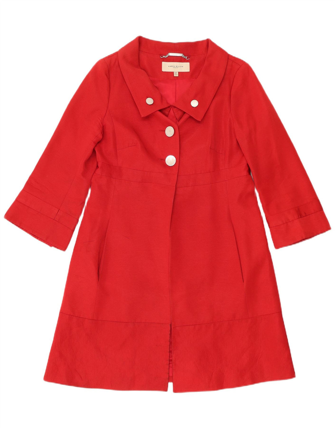 KAREN MILLEN Soprabito da donna con maniche a 3/4 UK 10 Piccolo cotone rosso
