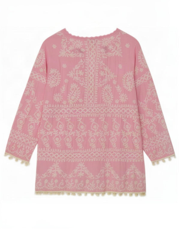 Top tunica a maniche lunghe da donna Pranella UK 14 Rayon Paisley rosa medio