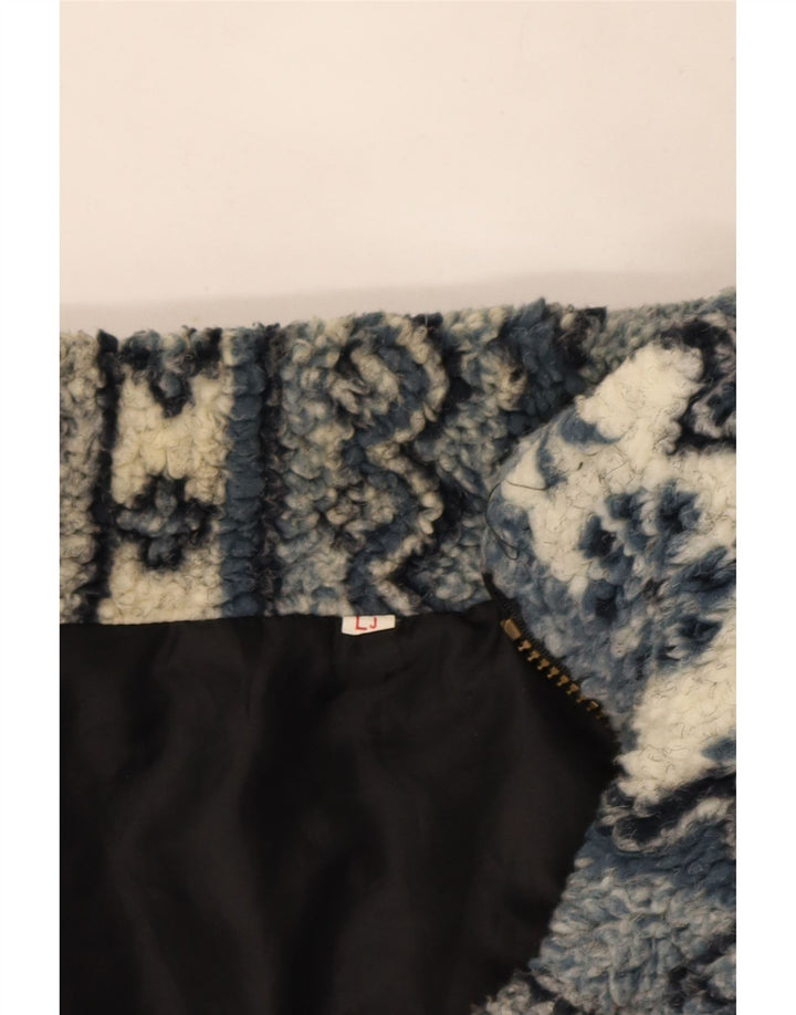 Giacca in pile vintage da uomo UK 40 grande blu Fair Isle