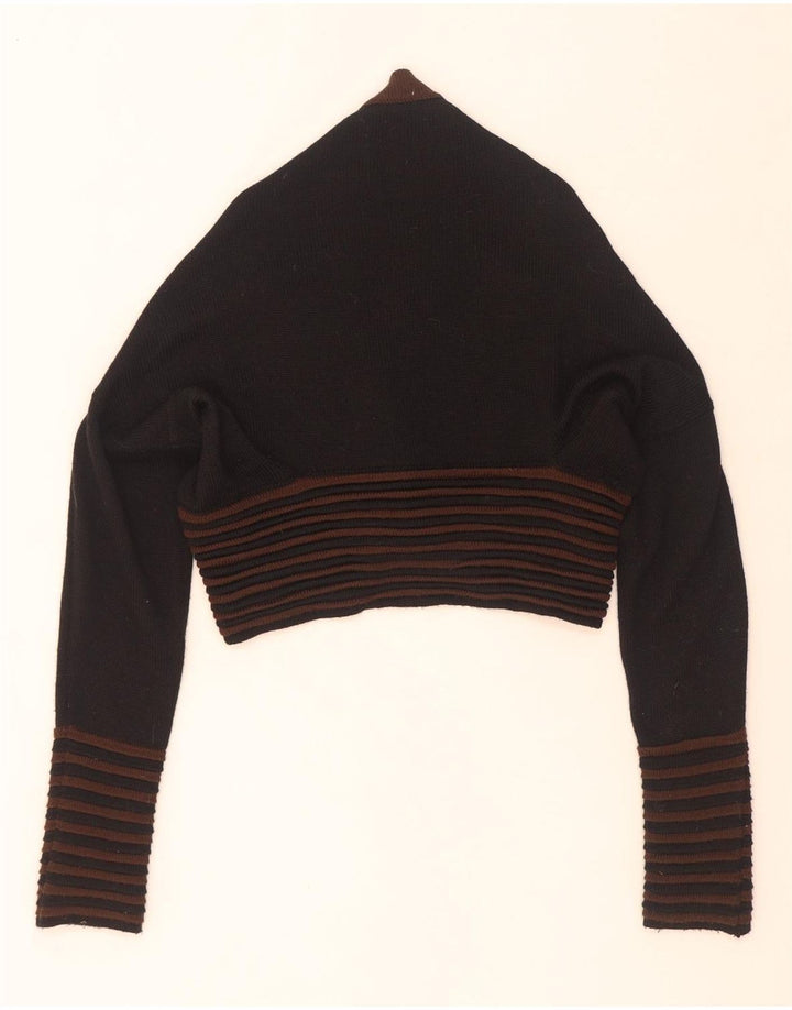 Maglione cardigan corto da donna vintage IT 44 medio a righe nere