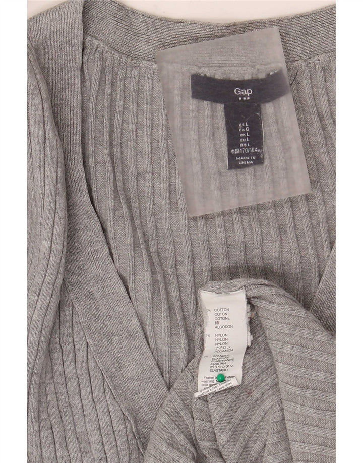 Maglione cardigan da donna Gap UK 14 grande cotone grigio classico