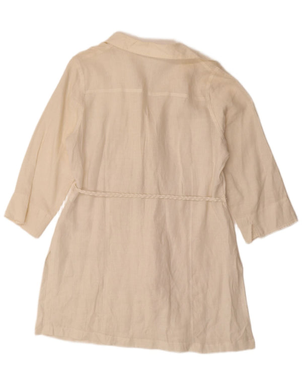 Abito camicia da donna con maniche a 3/4 Marks & Spencer UK 18 XL Lino bianco