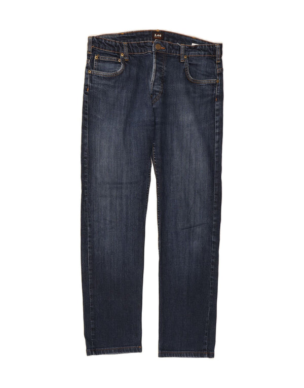 LEE Womens Powell Straight Jeans W34 L30 Navy Blue Cotton