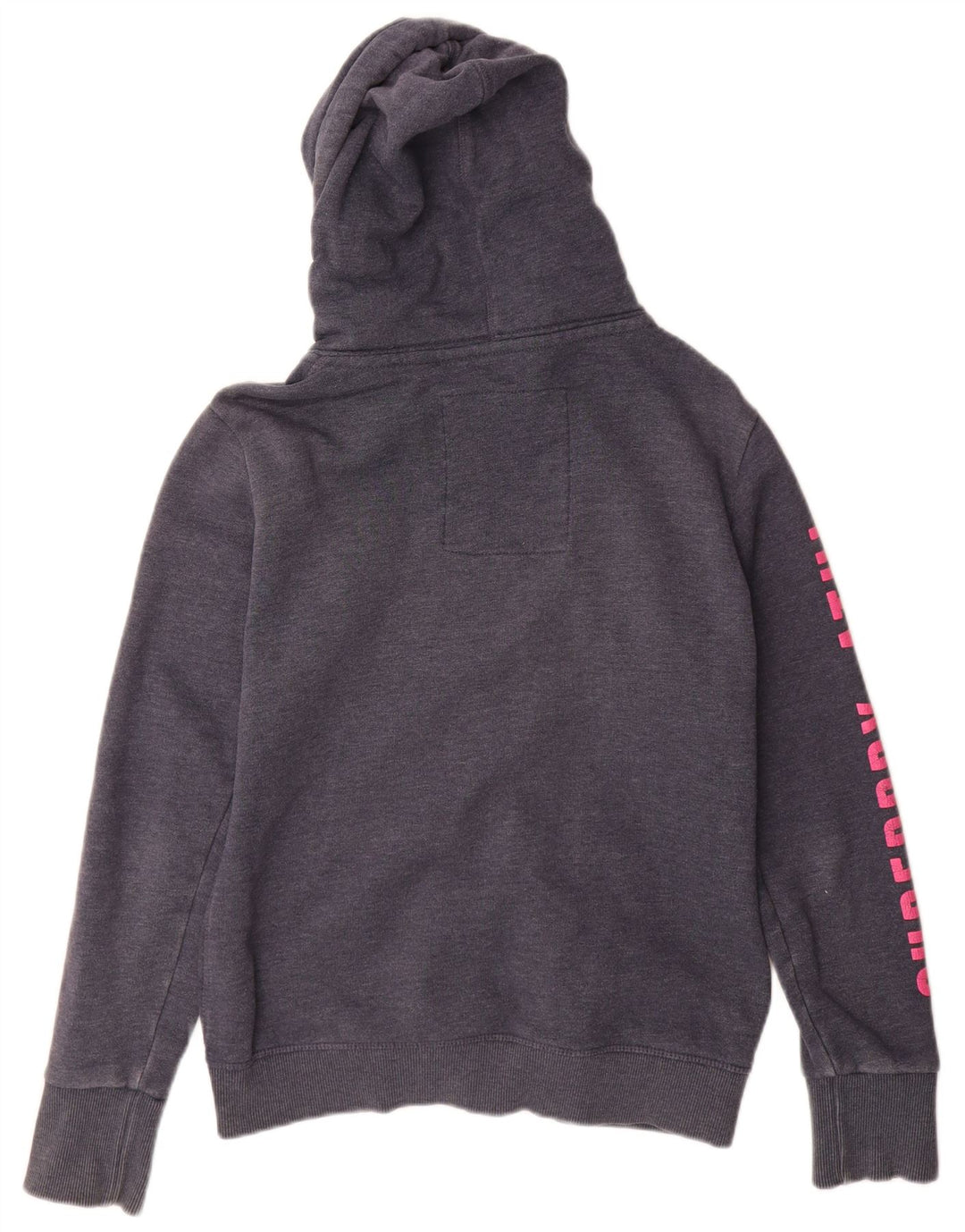 Felpa con cappuccio e zip grafica da donna Superdry UK 14 cotone blu navy medio