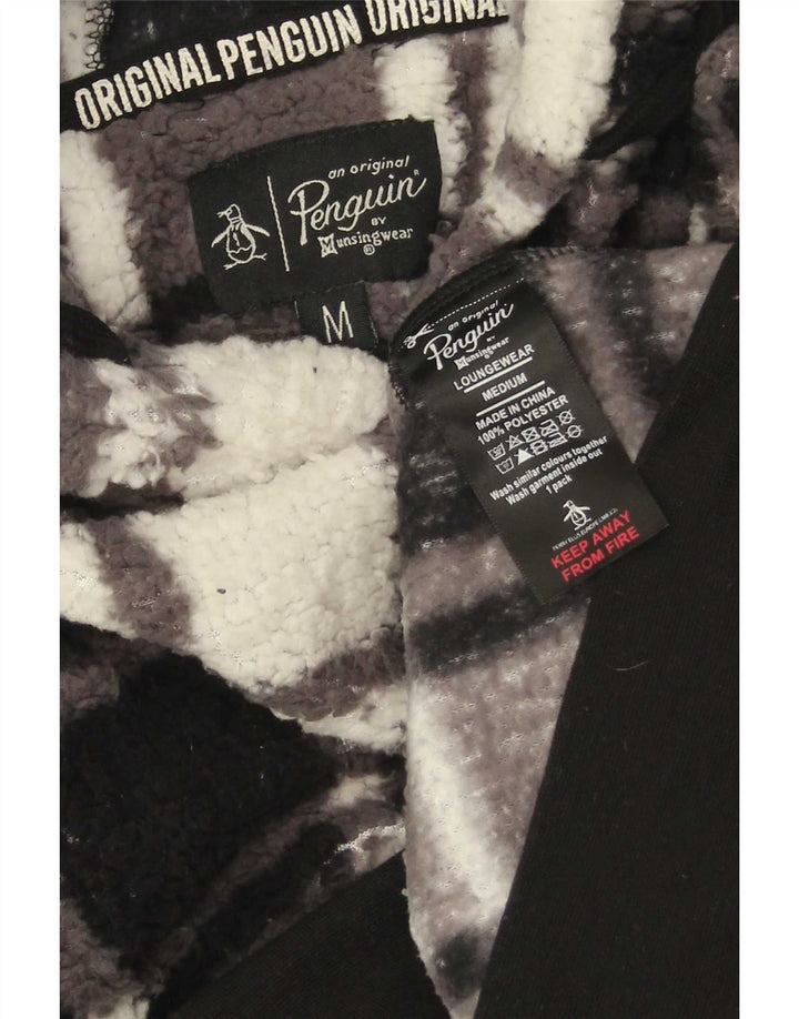 Maglione in pile da uomo con cappuccio Penguin, poliestere medio a quadri nero