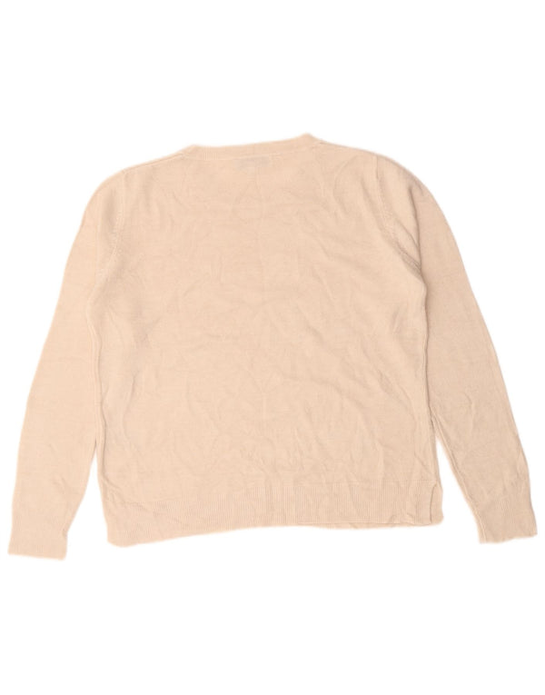 Maglione maglione con scollo a barca da donna Marks & Spencer UK 16 grande acrilico beige