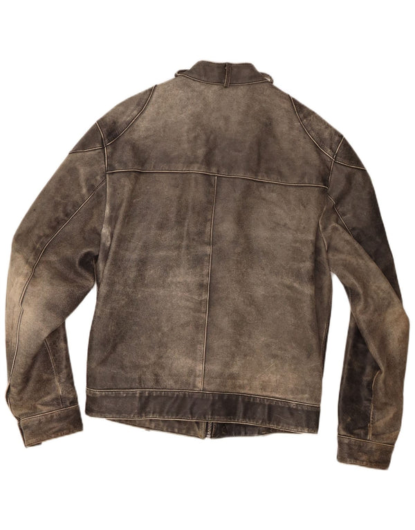 Giacca Racer in Pelle Uomo Conbipel IT 48 Grigio Medio