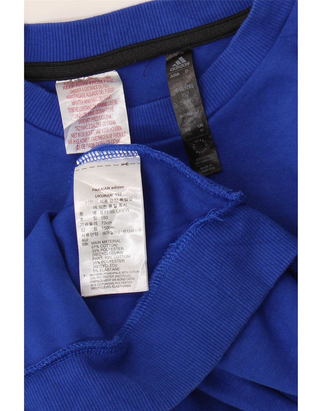 Felpa Adidas Ragazzo Maglione 11-12 Anni Cotone Blu