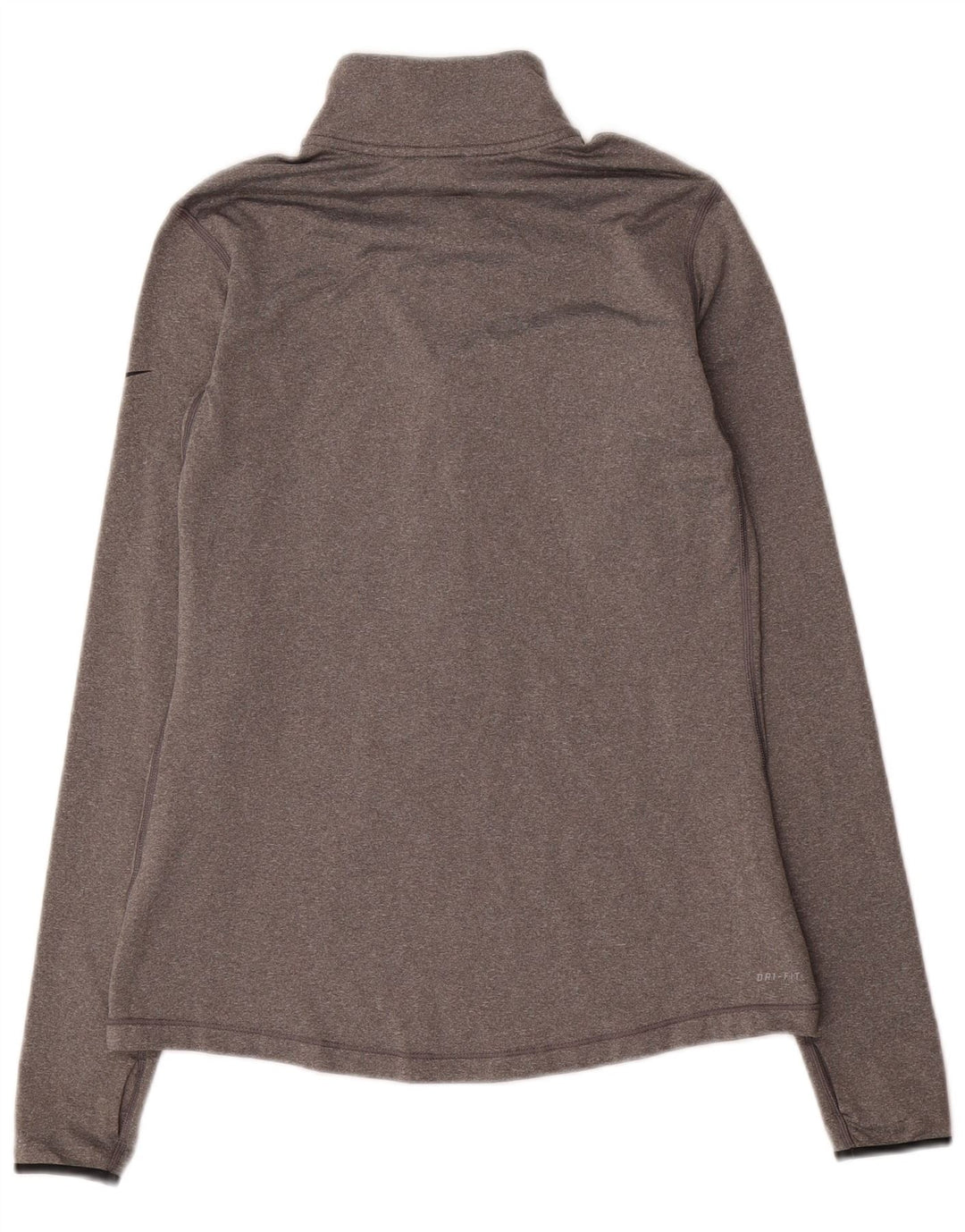 Top della tuta da ginnastica Nike Dri Fit con collo e zip da donna, UK 14, grande, grigio