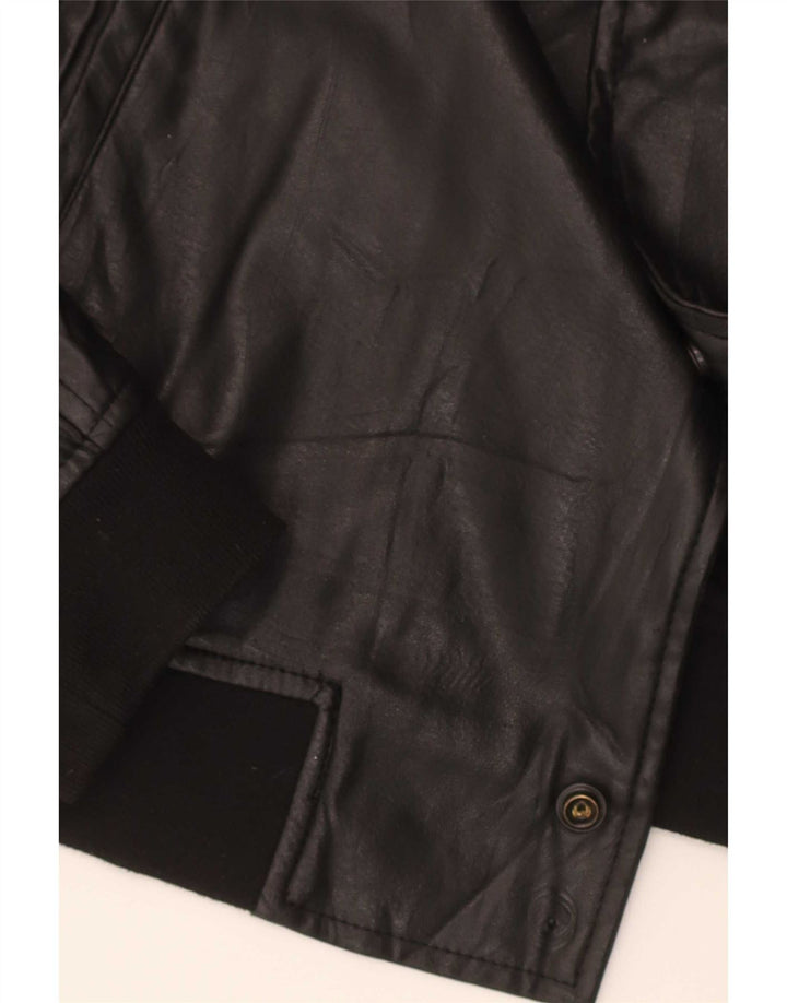Giubbotto bomber da uomo in ecopelle Zara UK 38 poliestere nero medio