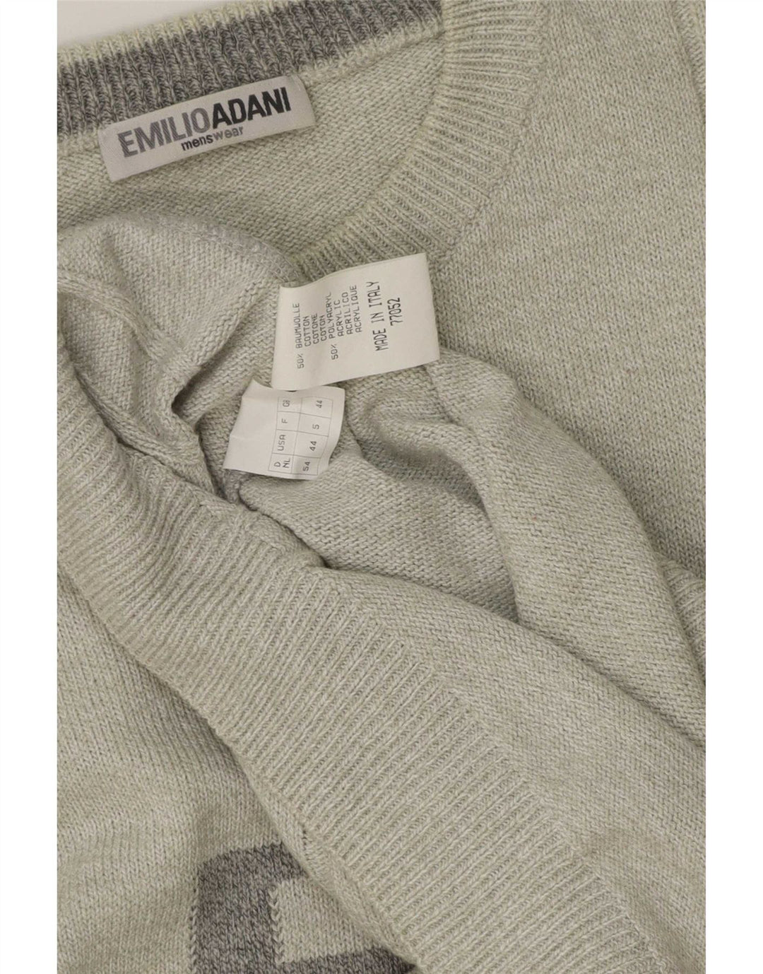 Maglione da uomo girocollo Emilio Adani grande cotone geometrico grigio