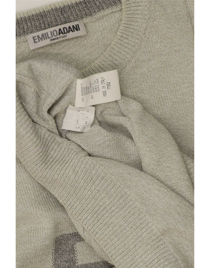 Maglione da uomo girocollo Emilio Adani grande cotone geometrico grigio