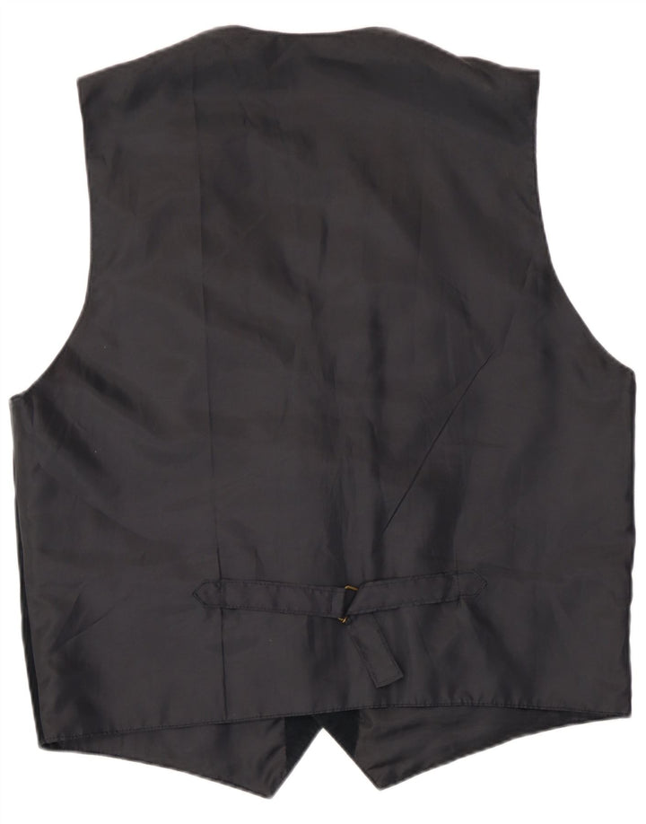 Gilet vintage da uomo in pelle scamosciata grande in pelle nera