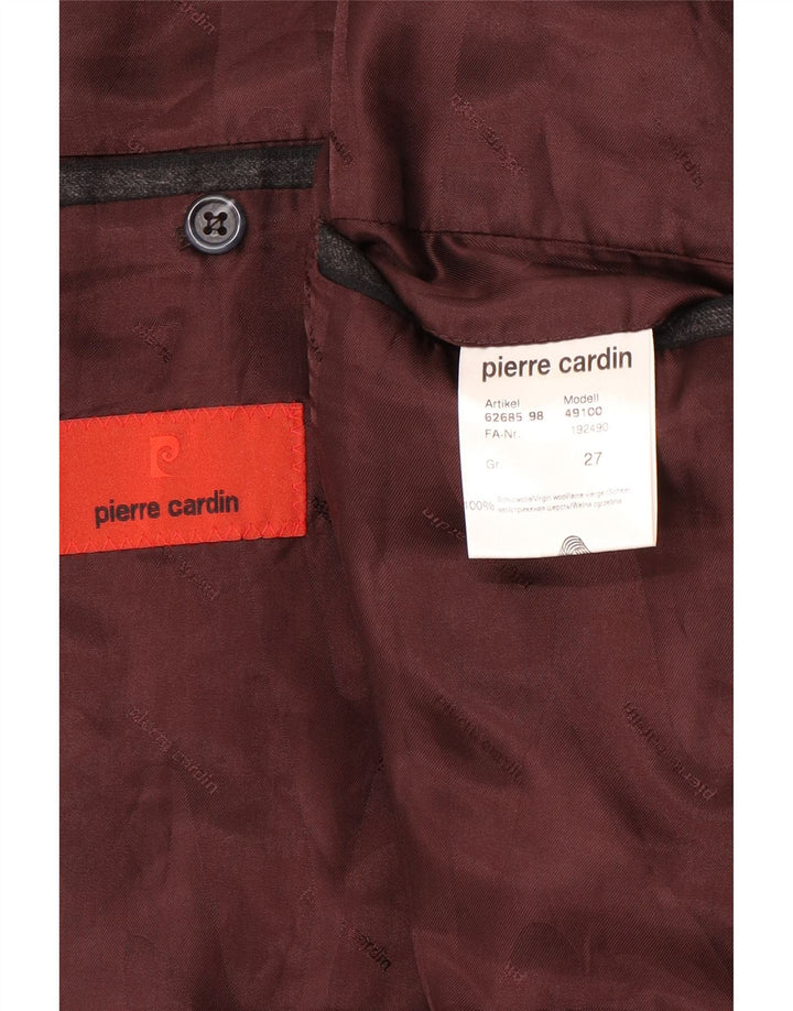 Giacca blazer da uomo a 2 bottoni Pierre Cardin UK 40 grande lana gessata grigia