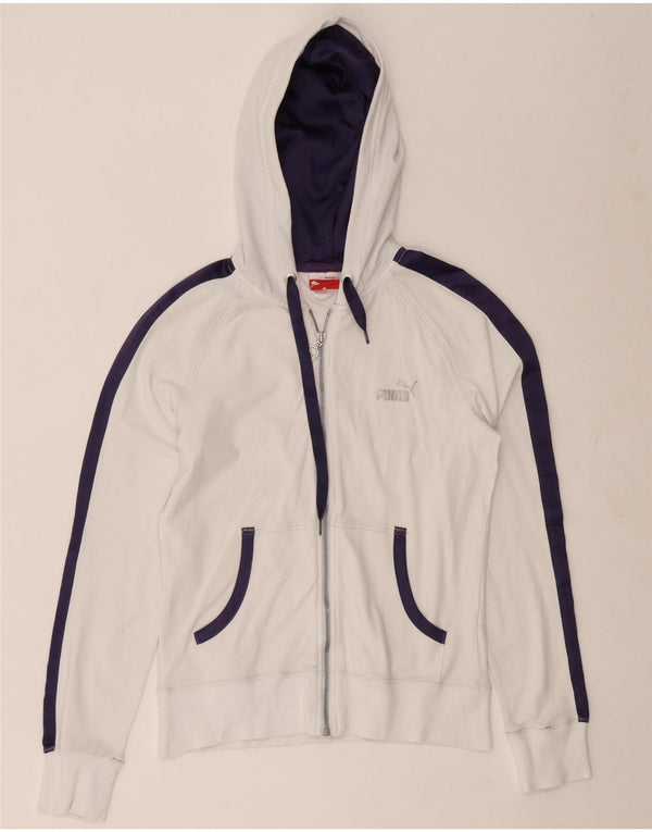 Felpa con cappuccio e zip da donna Puma UK 12 Medium White Colourblock