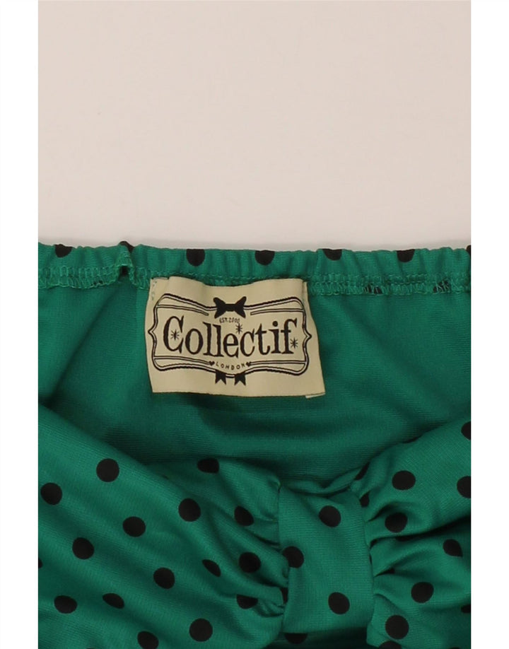 COLLECTIF Womens Bodysuit UK 12 Medium Green Polka Dot Vintage Collectif and Second-Hand Collectif from Messina Hembry 