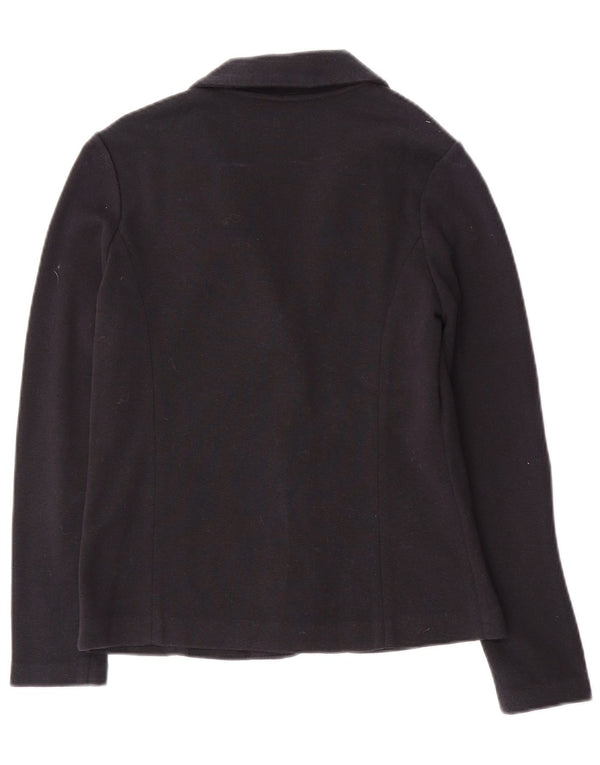 Giacca blazer in maglia a 3 bottoni da donna Laura Ashley UK 8 piccola in cotone blu navy