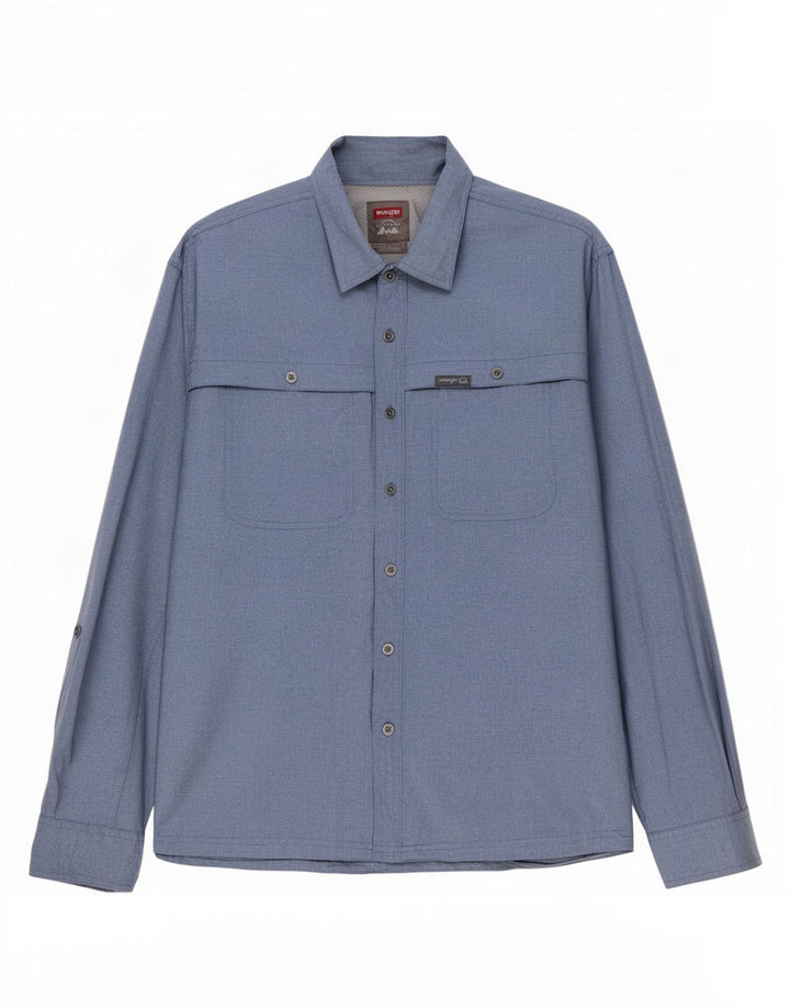Camicia Wrangler da uomo vestibilità regolare XL blu poliestere