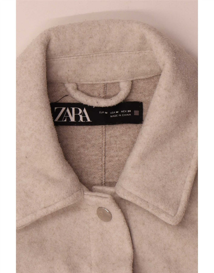 Giacca Shacket da donna Zara UK 14 Poliestere beige medio
