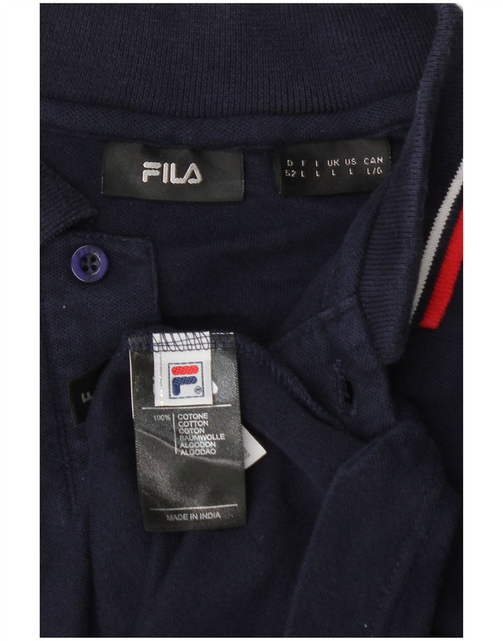 Polo da uomo FILA grande in cotone blu navy