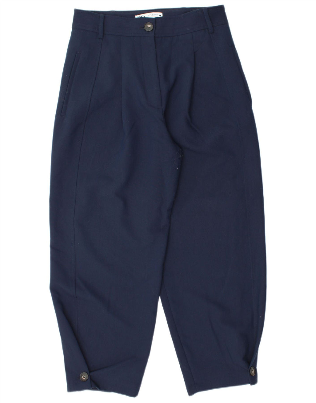 Pantaloni chino con pegging da donna Zara medi W28 L26 poliestere blu navy