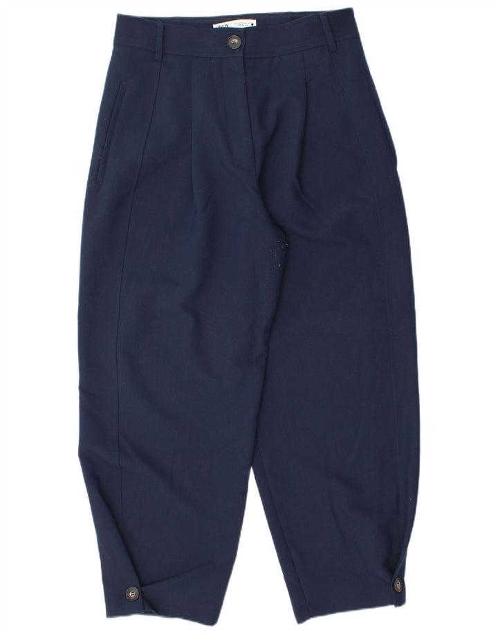 Pantaloni chino con pegging da donna Zara medi W28 L26 poliestere blu navy