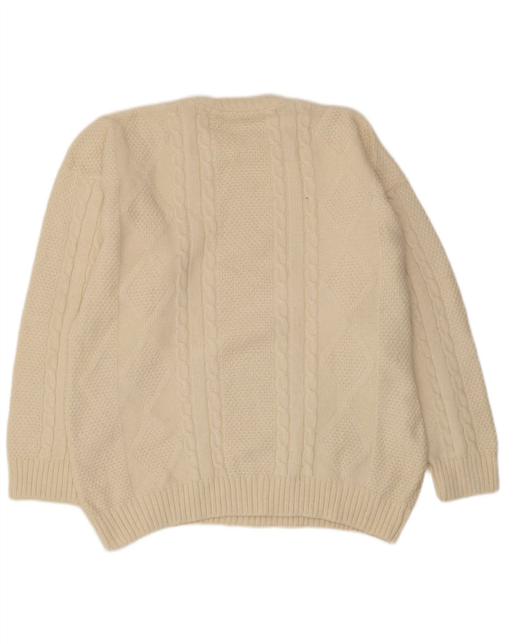 Maglione maglione girocollo da uomo vintage grande beige